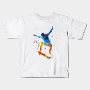 Man skateboard  in watercolor Kids T-Shirt